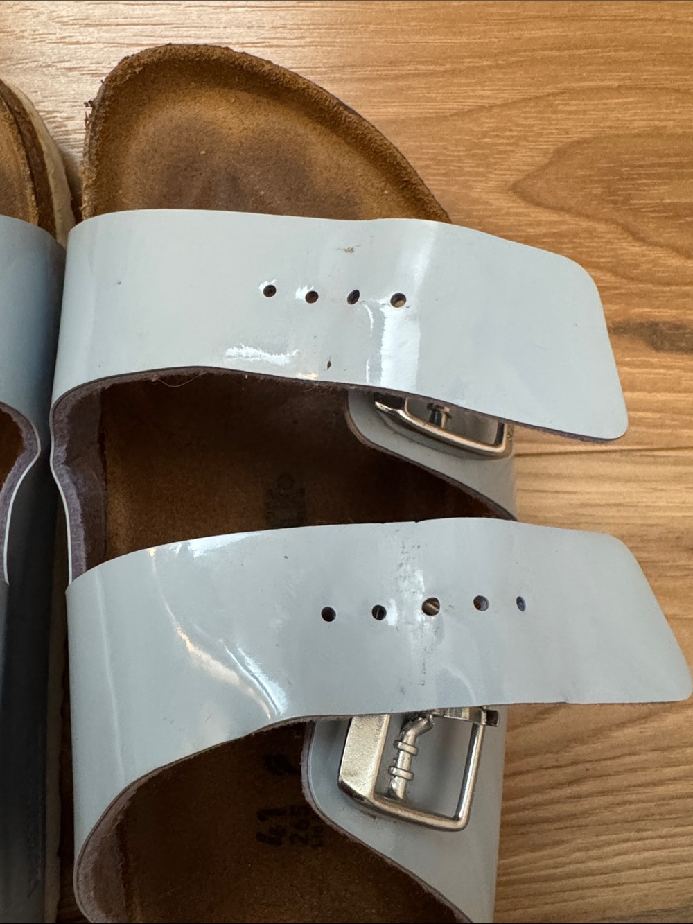 Birkenstock Two-Strap Patent Light Blue Women’s Sandals - Picture 7 of 9